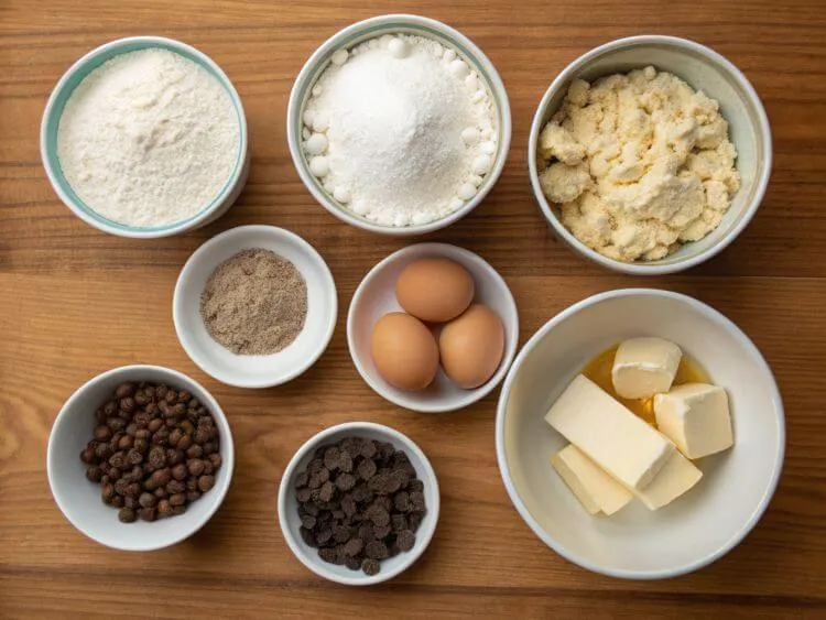 Essential baking ingredients for Crumbl cookies displayed on a wooden counterto