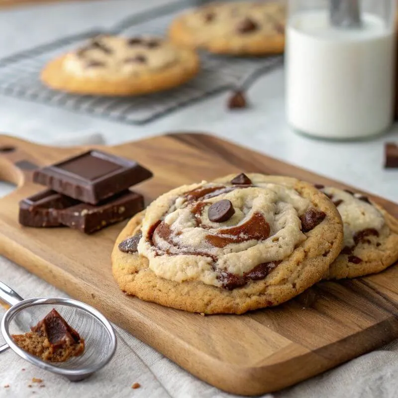 A modern Crumbl bakery concept with colorful cookies and digital kiosks