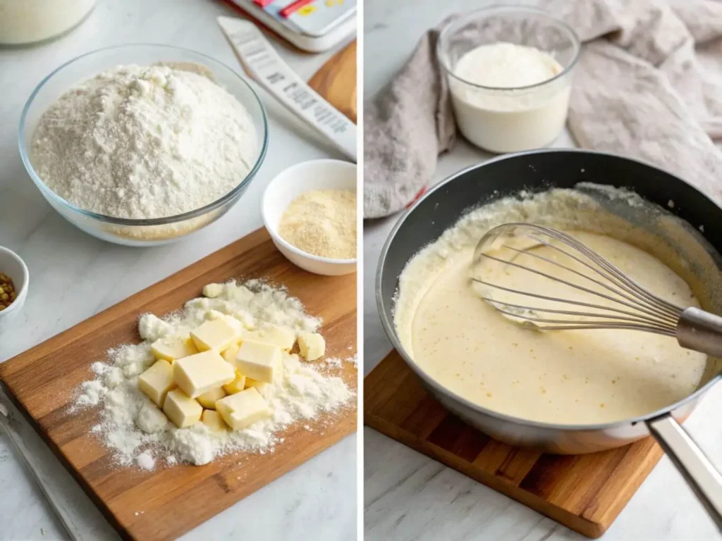 Step-by-step preparation of creamy white gravy.