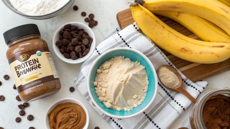 Ingredients for making protein brownies.