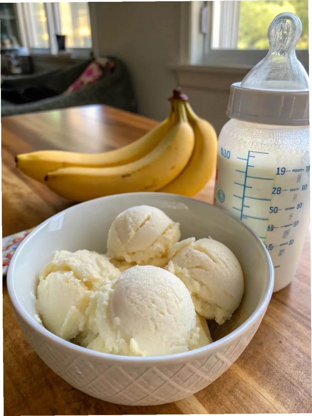 breast milk ice cream homemade in a bowl